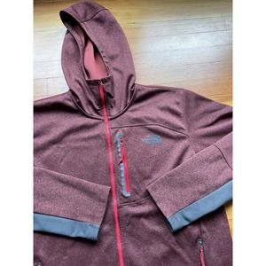 The North Face Jacket Men's Long Sleeve Red Full Zip Casual Hooded Pockets large